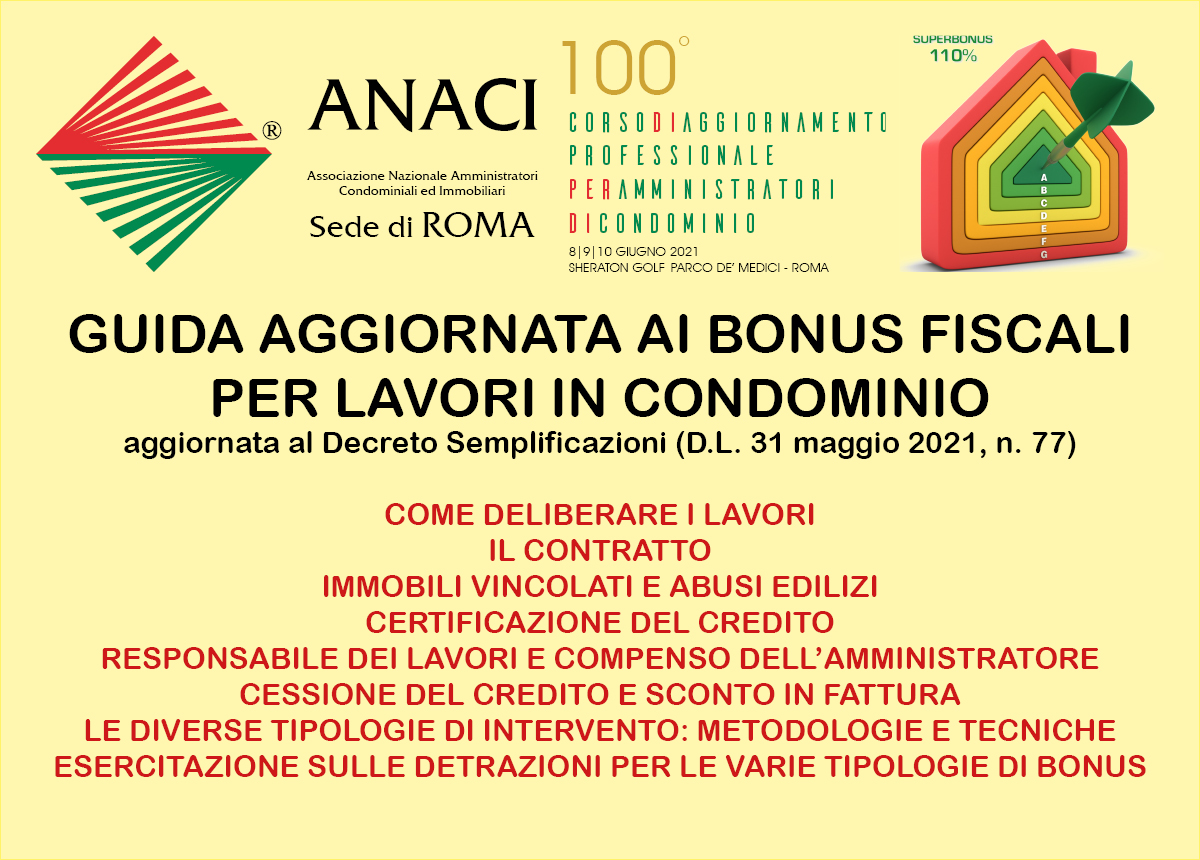 GUIDA AI BONUS FISCALI PER LAVORI IN CONDOMINIO